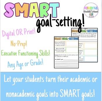 Preview of SMART Goal-Setting Template| No-Prep| Print & Digital|All Ages