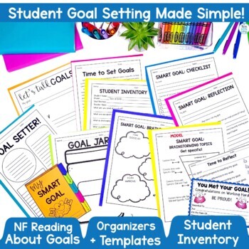 SMART Goal Setting Worksheets Templates Students New Year Goals 2024