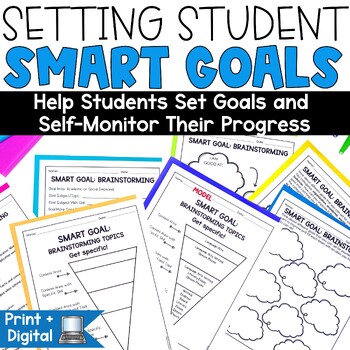 Preview of SMART Goal Setting Worksheets Templates Students New Year Goals 2024 