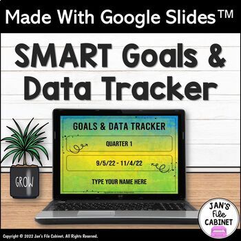 Preview of SMART Goal Setting and Data Tracker Template GOOGLE SLIDES Growth Mind Set