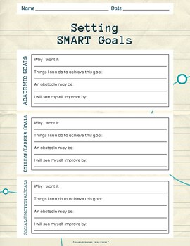 Preview of SMART Goal Worksheet | CBT | School Counseling| Spanish/English/ ESOL | PDF