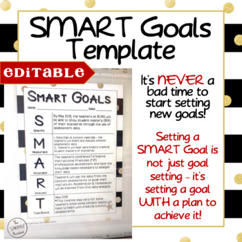 Preview of SMART Goals Editable Template - Black & Gold