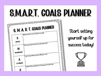 Preview of SMART Goals Worksheet Guide, Goal Outline, Student Goals, Teacher, All grades