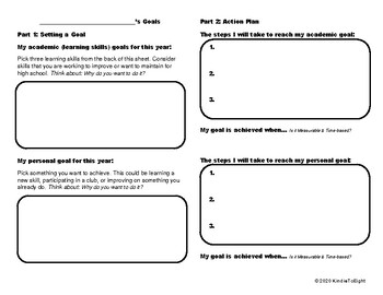 Preview of SMART Goals Setting Template Organizer for Middle Schoolers
