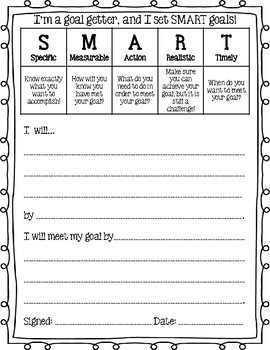 SMART Goals Student Planning Sheet and Contract by teachingntacos