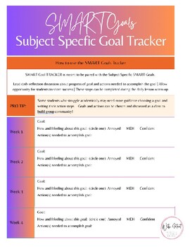 Preview of SMART Goals TRACKER