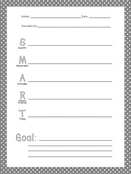 SMART Goals Worksheet for School Counselors - Black and White | TpT