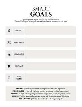 SMART Goals for High School PDF for counselors, social workers and teachers