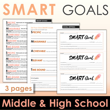 Preview of SMART Goals for Teens! Middle and High School INDIVIDUAL GOAL SETTING