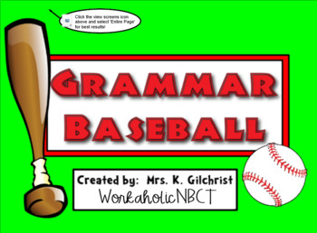Preview of SMART Notebook Grammar Baseball Game for your Whole Class - Smartboard