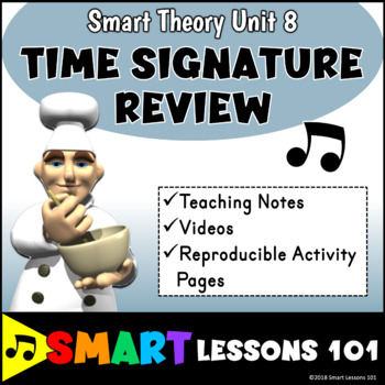 Preview of Music Theory: TIME SIGNATURE REVIEW Videos Music Worksheets and Assessments