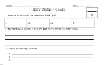 Preview of SMART goal action steps - Notes, powerpoint and exit ticket