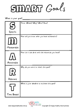 SMART goal setting by Happy Healthy Kids Australia | TPT