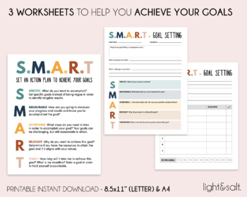 SMART goals template, SMART goal tracker, Goal setting printable ...