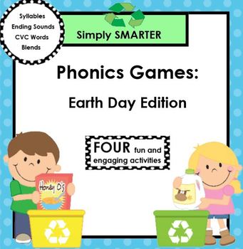 Preview of SMARTBOARD Earth Day Themed Phonics Games