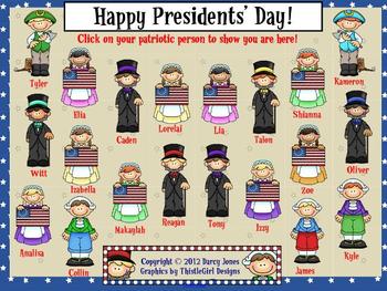 Preview of SMARTBoard Attendance - Presidents Day