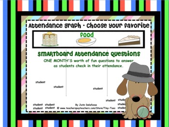 Preview of SMARTboard Attendance - 1 Month of Fun Questions for Student Favorites