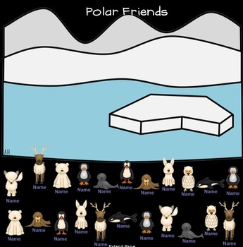 Preview of SMARTboard Attendance - Polar Animal Theme