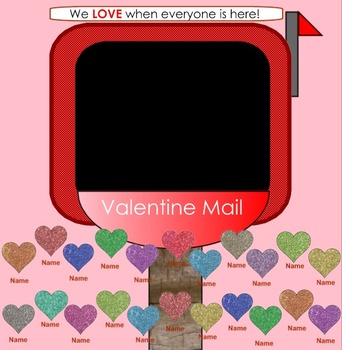 Preview of SMARTboard Attendance - Valentine Heart Theme
