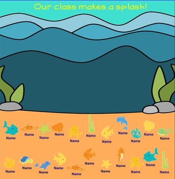 Preview of SMARTboard Attendance - Ocean Theme