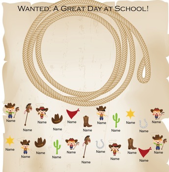 Preview of SMARTboard Attendance - Wild West Cowboy Theme