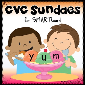 Preview of SMARTboard  CVC SUNDAES (phonics, short vowels, word fun)
