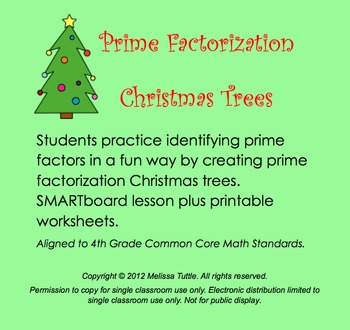 Preview of SMARTboard Math Prime Factorization Christmas Holiday Trees .notebook CCSS