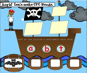Preview of SMARTboard  Pirate CVC FUN! (phonics, short vowels, word fun)