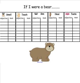 Preview of SMARTboard bear theme nouns and adjectives