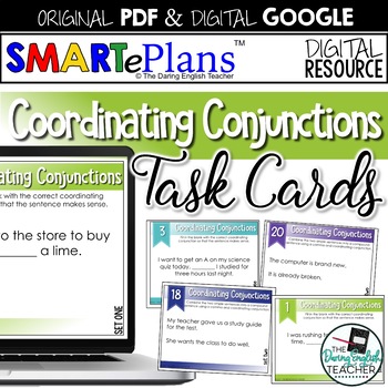 Preview of SMARTePlans Coordinating Conjunctions Task Cards (Google & Traditional Bundle)