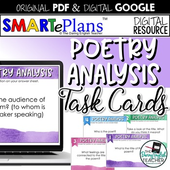 Preview of Digital Poetry Analysis Task Cards (Digital Google & Traditional)