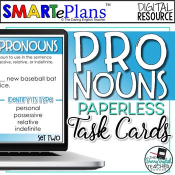 Preview of Digital Pronouns Task Cards for Secondary ELA (80 Cards) - Distance Learning