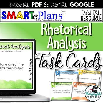 Preview of Rhetorical Analysis Task Cards (Digital & Print) Distance Learning