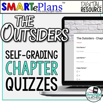 Preview of The Outsiders Digital, Self-Grading Chapter Quizzes for Every Chapter