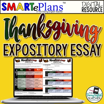 Preview of SMARTePlans Thanksgiving Writing for Google Drive