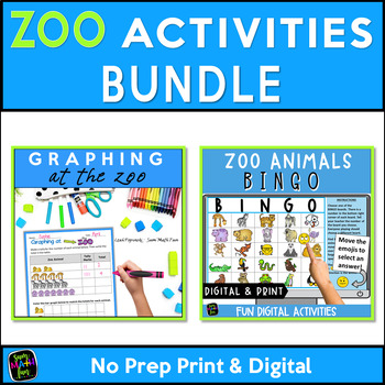 Preview of Zoo Animals Activities Bundled | Zoo Graphing & Zoo Bingo Game