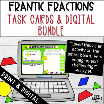 Preview of Equivalent Fraction Task Cards and Interactive Digital Differentiated Bundle