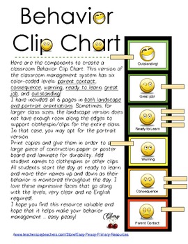 Preview of SMILEY Classroom Behavior Clip Chart