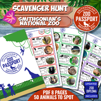 Preview of SMITHSONIAN NATIONAL ZOO Game Zoo Passport PDF - SCAVENGER HUNT - ZOO DIPLOMA