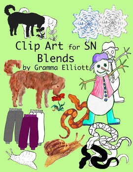 Preview of SN Blends Realistic Color and Black Line Phonics Clip Art