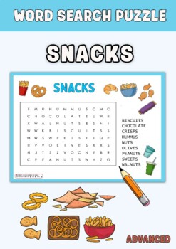 Preview of SNACKS Word Search Puzzle Worksheet Activities