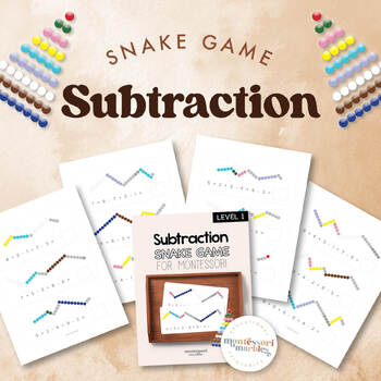 Preview of SNAKE GAME Subtraction | Montessori Math using the Montessori Beads