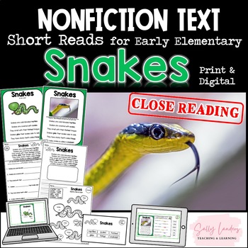 Preview of SNAKES Nonfiction CLOSE READING Print & Digital Pack