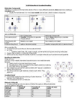 Preview of SNC2D Molecules and Covalent Bonding Note