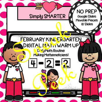 Preview of SNEAK PEEK February Kindergarten Digital Math Warm Up For GOOGLE SLIDES