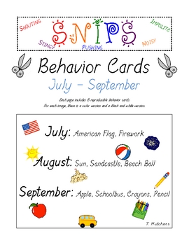 Preview of SNIPS Behavior Cards: July through September Themed