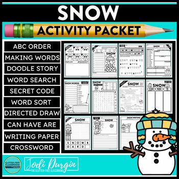 Preview of SNOW ACTIVITY PACKET word search WINTER worksheets SNOWMAN early finisher puzzle