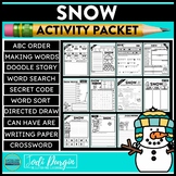 SNOW ACTIVITY PACKET word search WINTER worksheets SNOWMAN