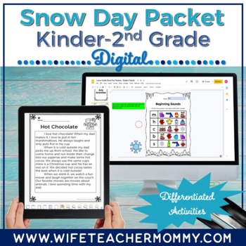 Preview of SNOW DAY ACTIVITIES No Prep PACKET | LOWER GRADE (DIGITAL VERSION)
