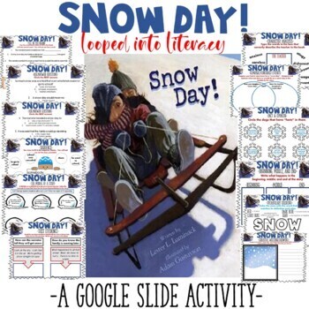 Preview of SNOW DAY BOOK STUDY GOOGLE SLIDES SEQUENCE MORAL VOCABULARY AND MORE!